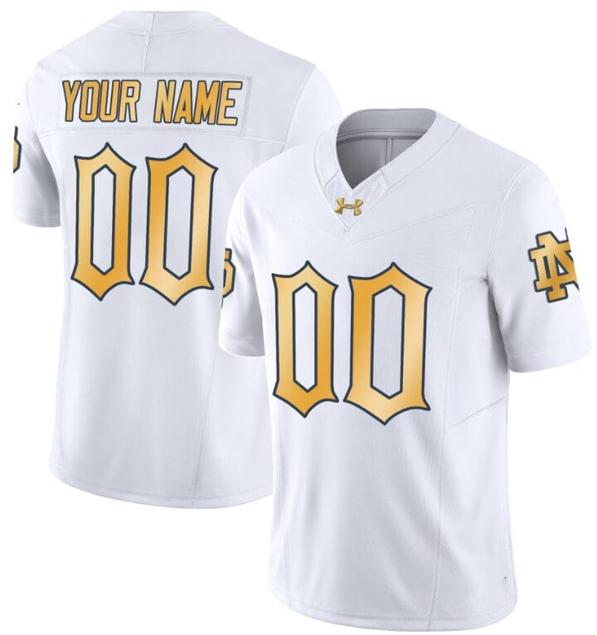 Men's Custom Notre Dame Jersey Name and Number Fighting Irish 2024 Vapor Limited College Football White