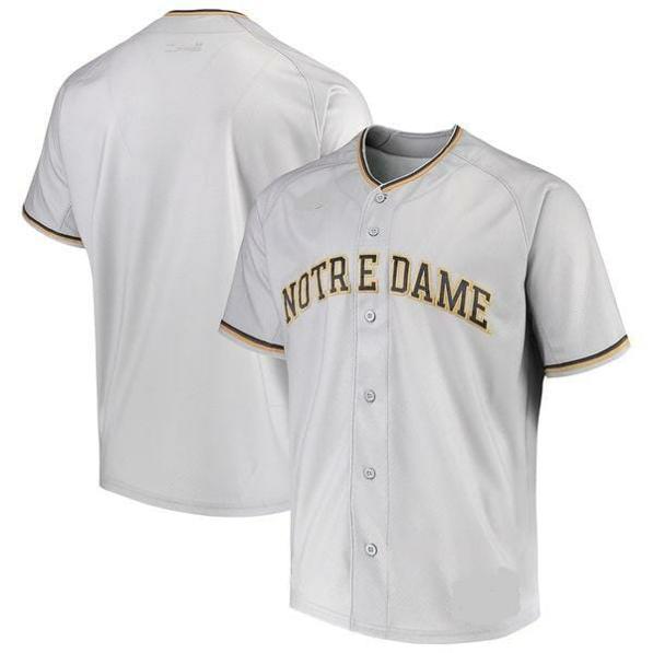 Men's Notre Dame Fighting Irish Custom Name Number Baseball Jersey Gray