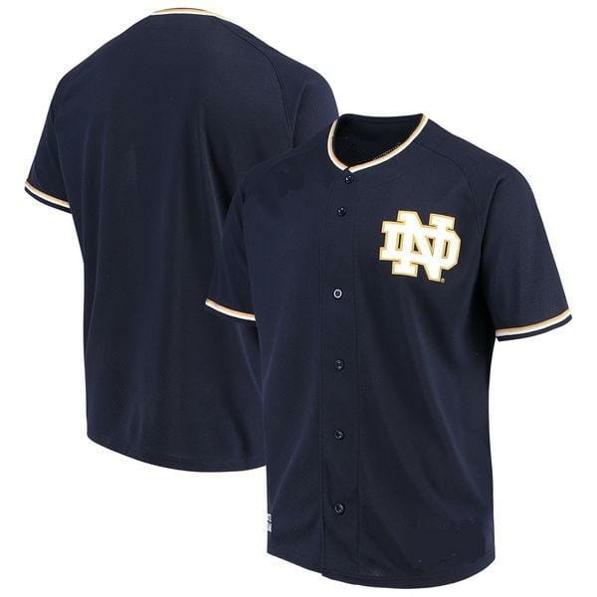 Men's Notre Dame Fighting Irish Custom Name Number Baseball Jersey Navy