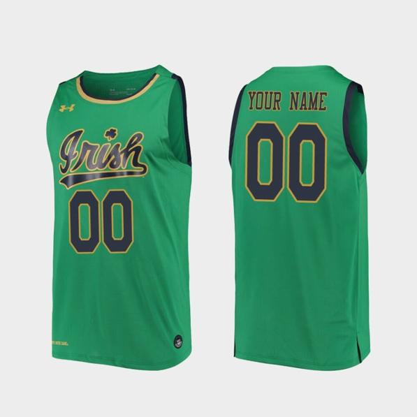 Men's Custom Name Number Notre Dame Fighting Irish Kelly Green Replica College Basketball Jersey