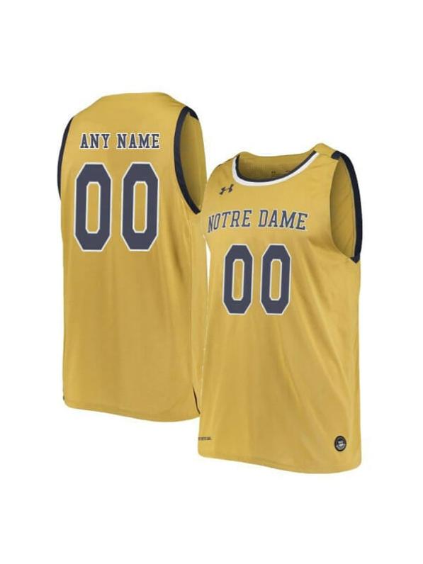 Men's Custom Notre Dame Fighting Irish Jersey College Basketball Name and Number Gold Retro