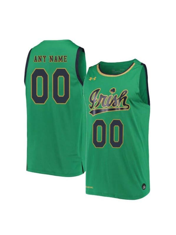 Men's Custom Notre Dame Fighting Irish Jersey College Basketball Name and Number Green Retro