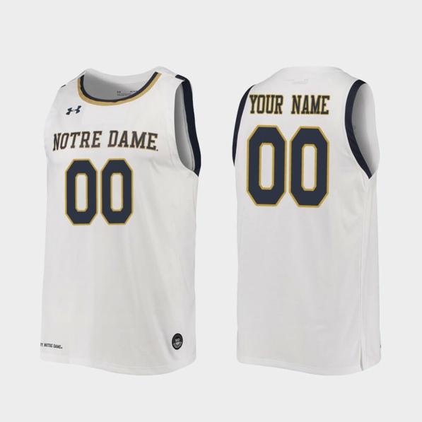 Men's Custom Name Number Notre Dame Fighting Irish White Replica College Basketball Jersey