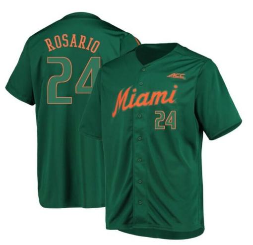 Men's Alejandro Rosario Jersey Miami Hurricanes Baseball NCAA College Green Alumni #24