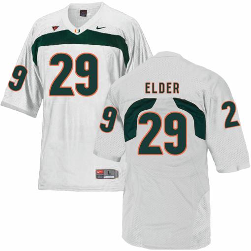 Men's Miami Hurricanes #29 Elder NCAA College Football Jersey White