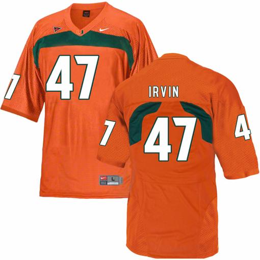 Men's Miami Hurricanes #47 Irvin NCAA College Football Jersey Orange