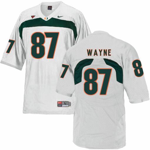 Men's Miami Hurricanes #87 Wayne NCAA College Football Jersey White