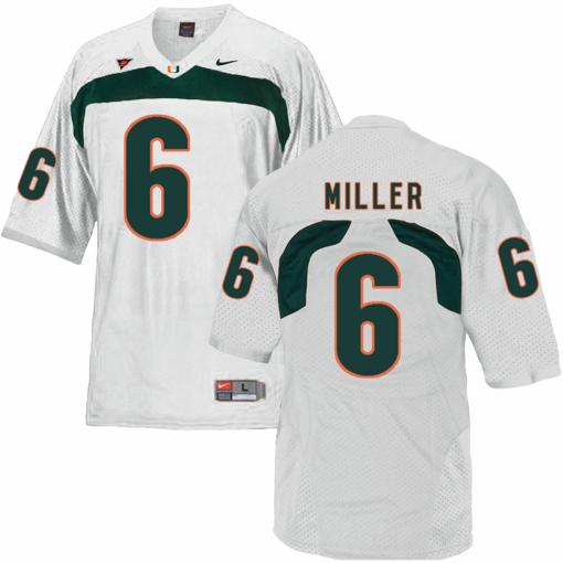 Men's Miami Hurricanes #6 Miller NCAA College Football Jersey White