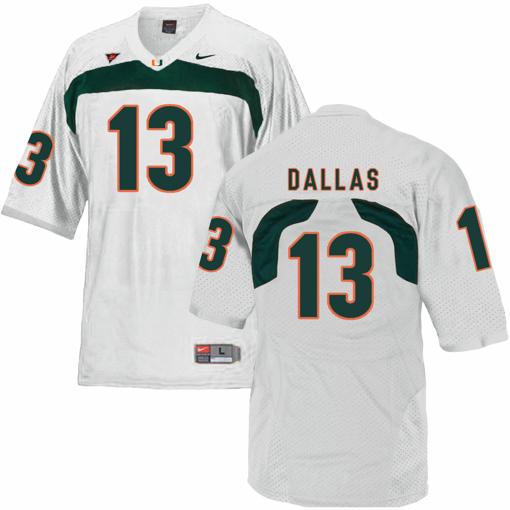 Men's Miami Hurricanes #13 Dallas NCAA College Football Jersey White