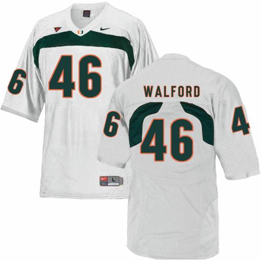 Men's Miami Hurricanes #46 Walford NCAA College Football Jersey White