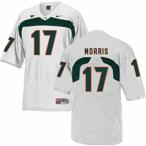 Men's Miami Hurricanes #17 Morris NCAA College Football Jersey White