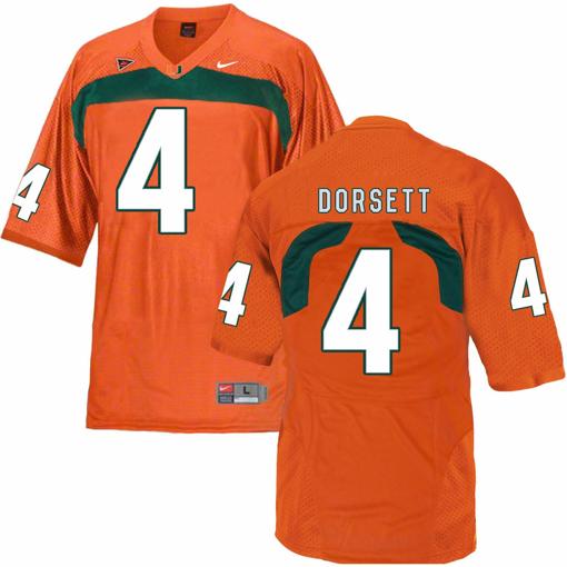 Men's Miami Hurricanes #4 Dorsett NCAA College Football Jersey Orange