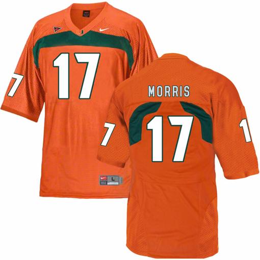 Men's Miami Hurricanes #17 Morris NCAA College Football Jersey Orange