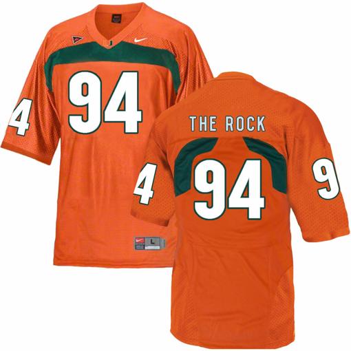 Men's Miami Hurricanes #94 The Rock NCAA College Football Jersey Orange