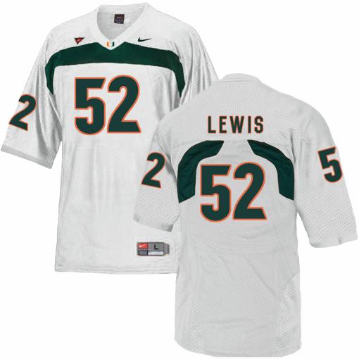 Men's Miami Hurricanes #52 Ray Lewis NCAA College Football Jersey White