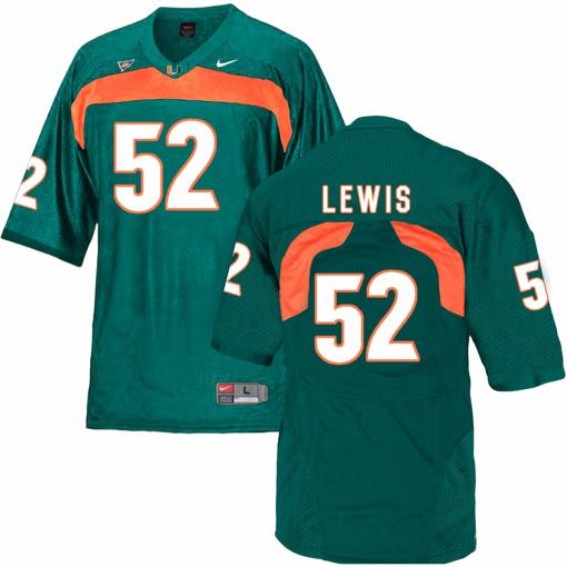 Men's Miami Hurricanes #52 Ray Lewis NCAA College Football Jersey Green