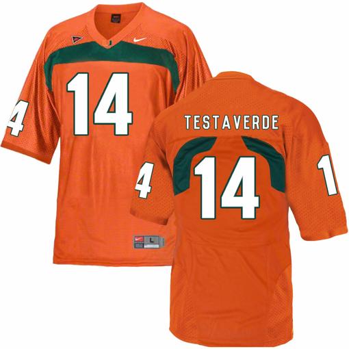 Men's Miami Hurricanes #14 Testaverde NCAA College Football Jersey Orange