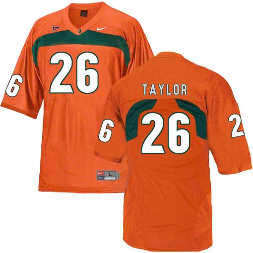 Men's Miami Hurricanes #26 Sean Tayloy NCAA College Football Jersey Orange