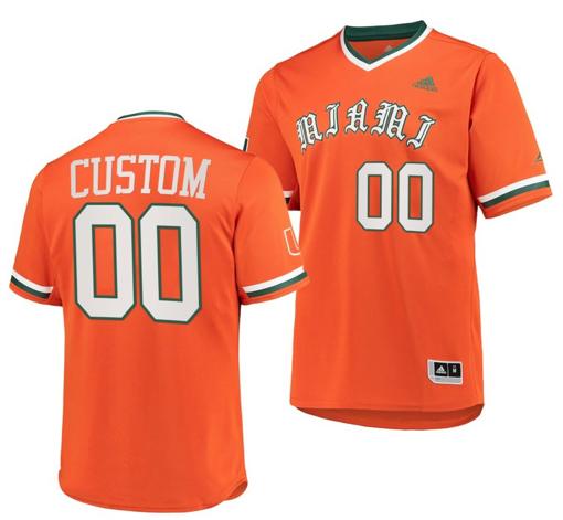 Men's Custom Miami Hurricanes Baseball Jersey Name and Number NCAA College Orange Primegreen