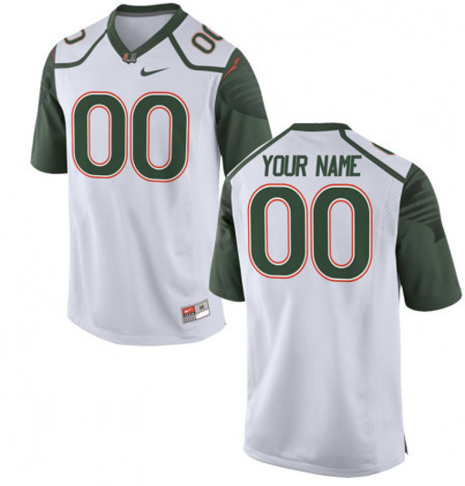 Men's Miami Hurricanes Custom Jersey Name Number White College Football