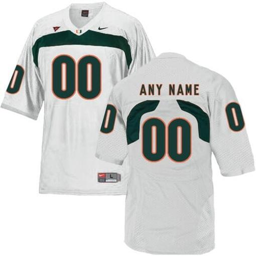 Men's Custom Miami Hurricanes Jersey Name Number White College Football