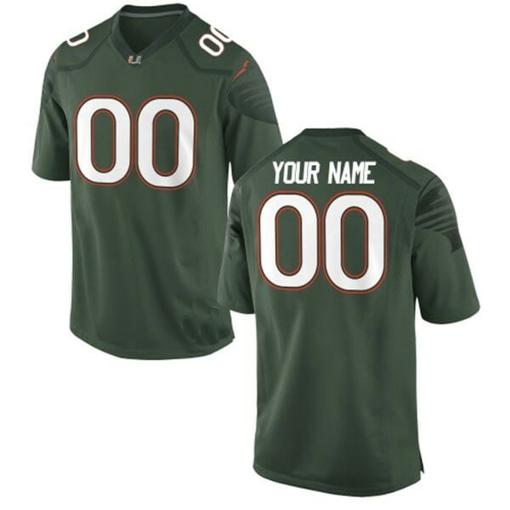 Men's Miami Hurricanes Custom Jersey Name Number College Football Green