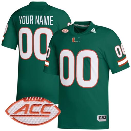 Men's Custom Miami Hurricanes Jersey Name and Number College Football Green Alternate Game All Stitched