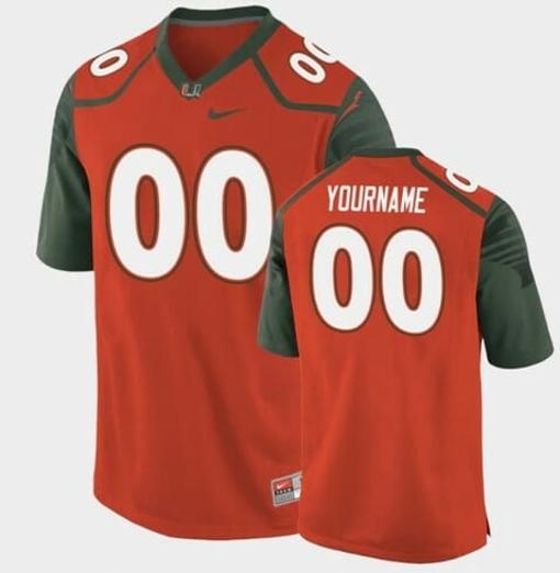 Men's Miami Hurricanes Jersey Custom Name Number Orange Replica College Football