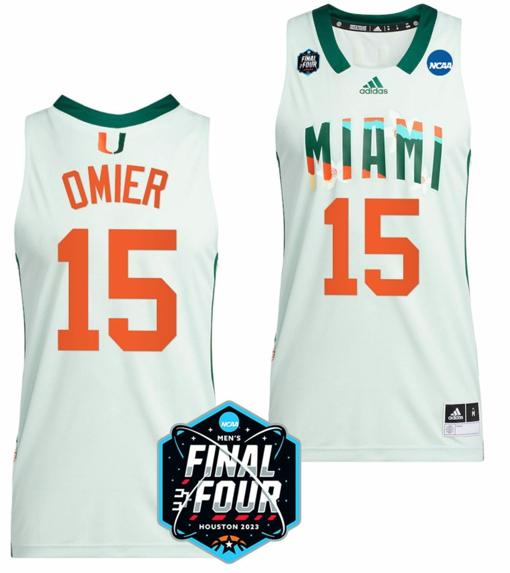 Men's Norchad Omier Jersey Miami Hurricanes 2023 NCAA Final?Four White College Basketball #15