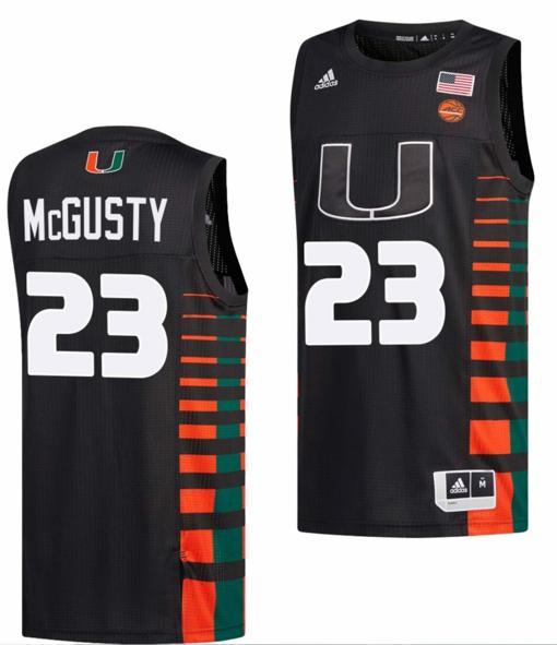 Men's Kameron McGusty Jersey Miami Hurricanes College Basketball Black #23