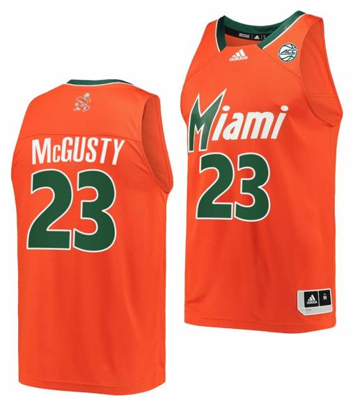 Men's Kameron McGusty Jersey Miami Hurricanes College Basketball Reverse Retro Orange #23