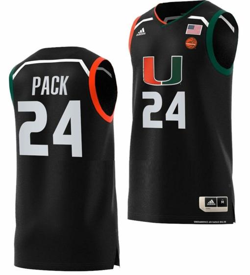 Men's Nijel Pack Jersey Miami Hurricanes College Basketball Swingman Black #24