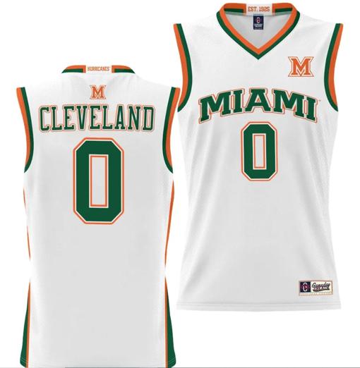 Men's Matthew Cleveland Jersey #0 Miami Hurricanes NIL College Basketball Lightweight White