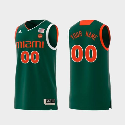 Men's Custom Name Number Miami Hurricanes Green Replica Swingman College Basketball Jersey