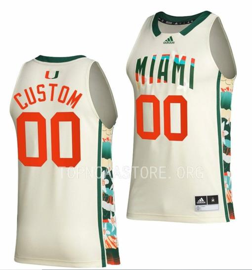 Men's Custom Miami Hurricanes Jersey College Basketball BHE White Honoring Black Excellence