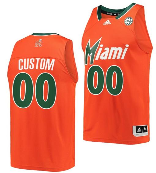 Men's Custom Miami Hurricanes Jersey Name And Number College Basketball Reverse Retro Orange