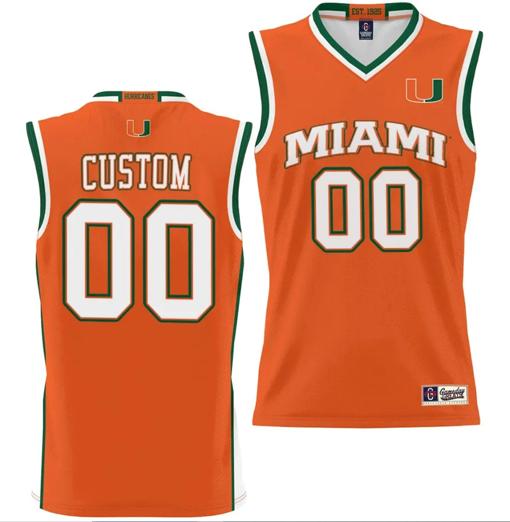 Men's Custom Miami Hurricanes Jersey Name and Number NIL College Basketball Lightweight Orange