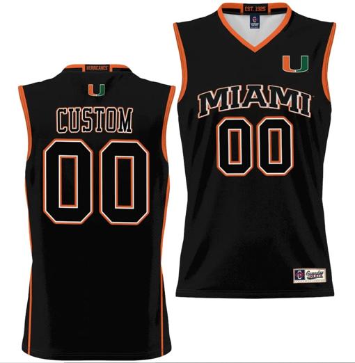 Men's Custom Miami Hurricanes Jersey Name and Number NIL College Basketball Lightweight Black