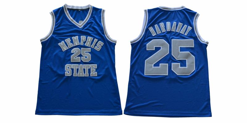 Men's Memphis Tigers #25 Penny Hardaway NCAA Basketball Jersey Blue