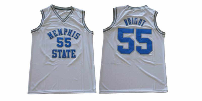 Men's Memphis Tigers #55 Wright NCAA Basketball Jersey White