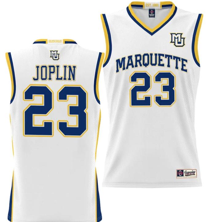 Men's David Joplin Jersey #23 Marquette Golden Eagles NIL Basketball Lightweight White