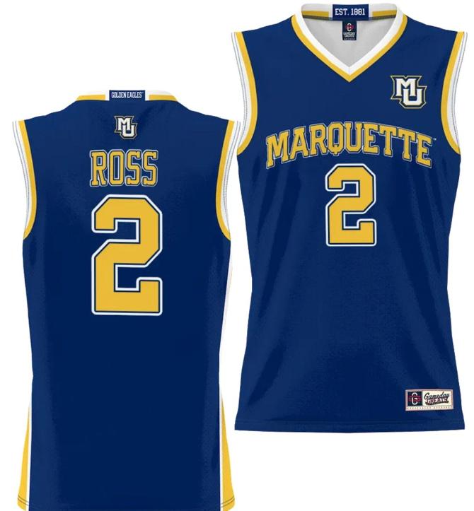 Men's Chase Ross Jersey #2 Marquette Golden Eagles NIL Basketball Lightweight Navy