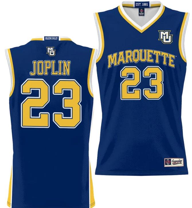 Men's David Joplin Jersey #23 Marquette Golden Eagles NIL Basketball Lightweight Navy