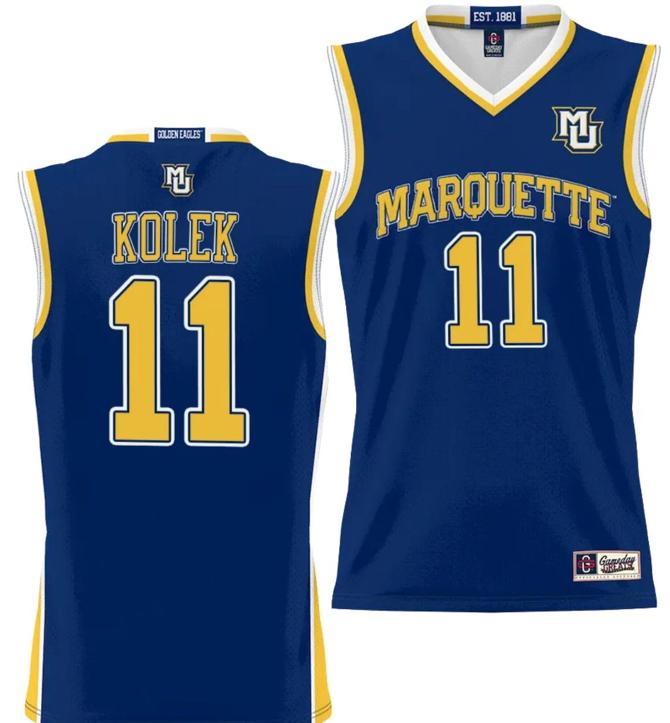 Men's Tyler Kolek Jersey #11 Marquette Golden Eagles NIL Basketball Lightweight Navy