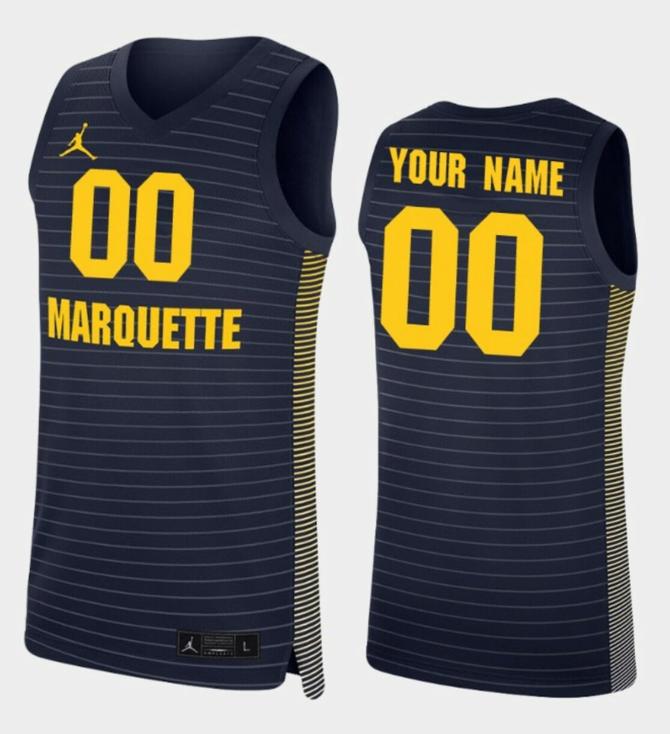 Men's Custom Marquette Golden Eagles Jersey Name and Number College Basketball Navy