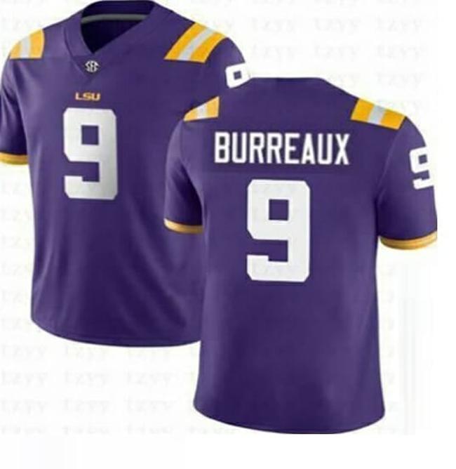 Men's LSU Joe Burreaux Jersey #9 NCAA Football Purple