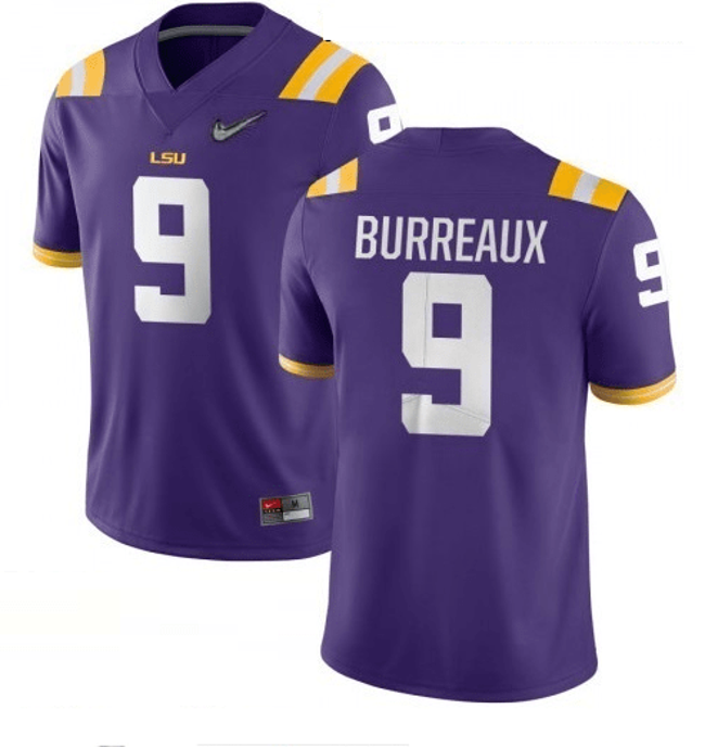 Men's Burreaux LSU Jersey #9 NCAA Football Purple Diamond Quest