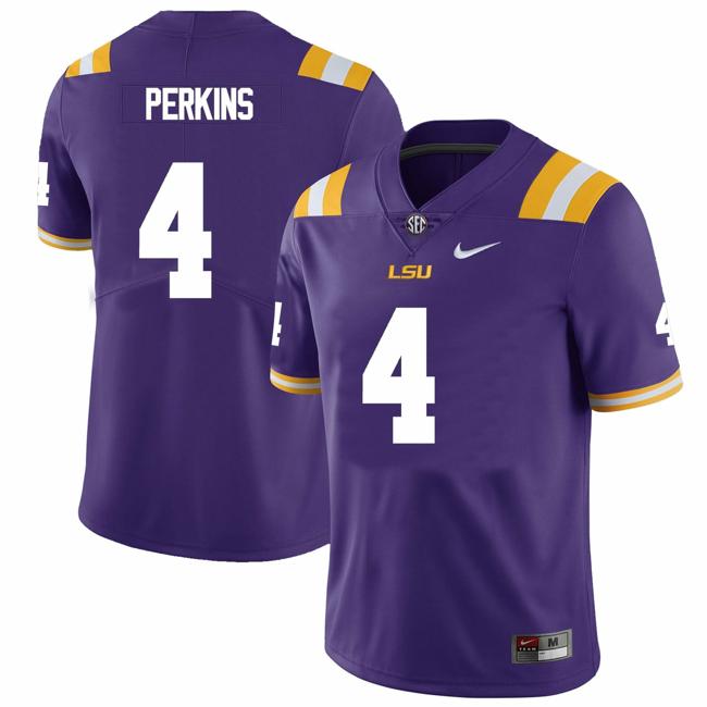 Men's LSU Tigers Harold Perkins Jersey #4 College Football Purple