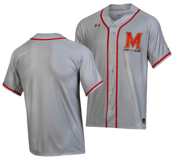 Men's Maryland Terrapins Baseball Jersey NCAA College Team Replica Gray