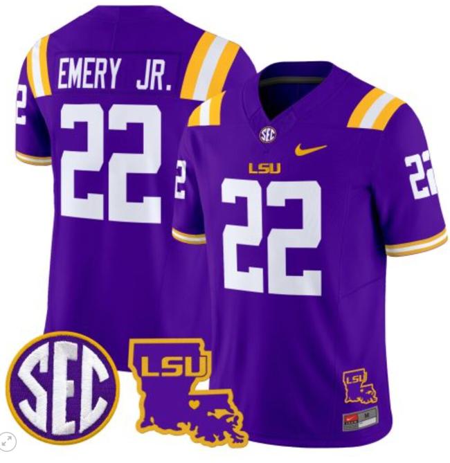 Men's John Emery Jr Jersey #22 LSU Tigers 2024 Louisiana Patch Vapor Limited College Football Stitched Purple